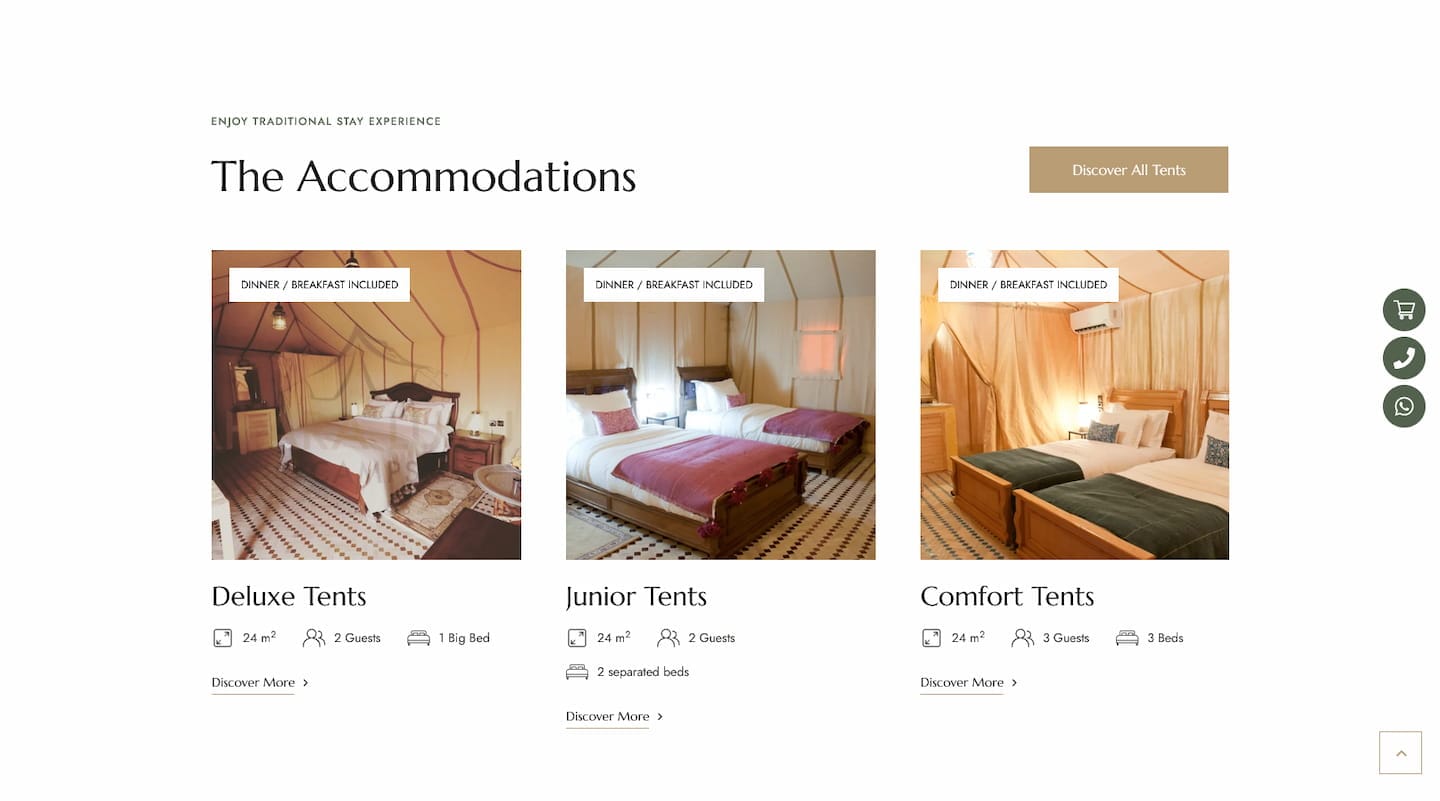 chambre on camp The Sandy Tents